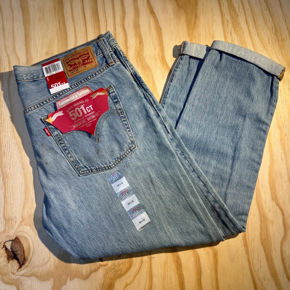 Levi's Womens 501 CT Customized Tapered Distressed Button Fly Jeans Sz 30x32 NWT